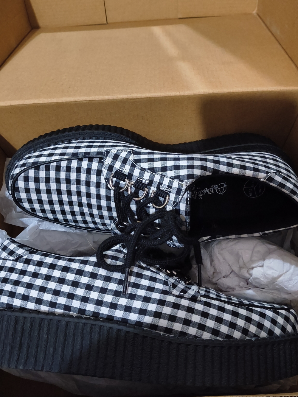 Anarchic By TUK Black and White Gingham Mens Creepers